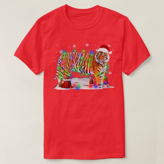 Camiseta Divertidos Navidades de tigres iluminan Navidad Pa (Diseño del anverso)