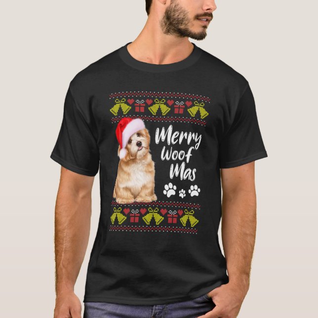 Camiseta Divertidos Navidades de Woofmas Perro Navidad Paja (Anverso)