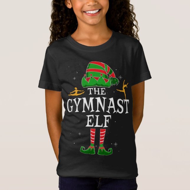 Camiseta Divertidos Navidades familiares de la gimnasta Elf (Anverso)