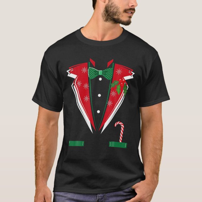 Camiseta Divertidos Navidades feos de esmoquin verde (Anverso)