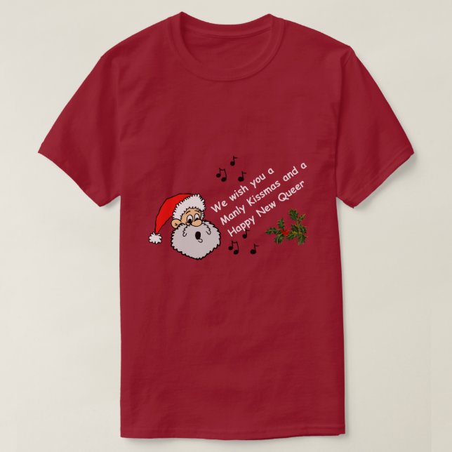 Camiseta Divertidos Navidades gay desean a Manly Kissmas Fe (Diseño del anverso)