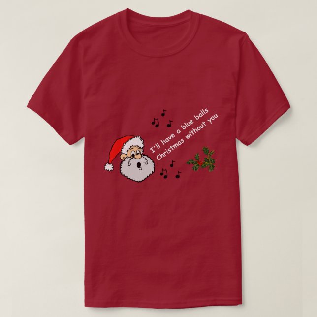 Camiseta Divertidos Navidades gay tendré una bola azul LGBT (Diseño del anverso)