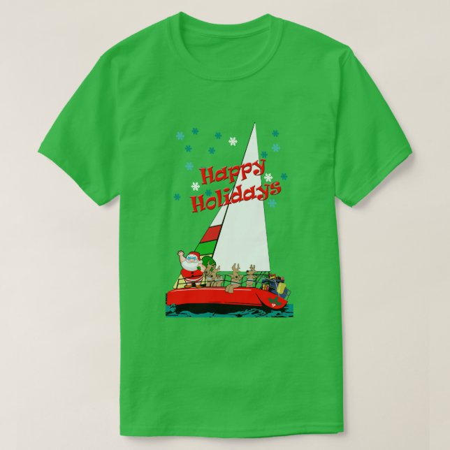 Camiseta Divertidos Navidades Santa en marinero (Diseño del anverso)