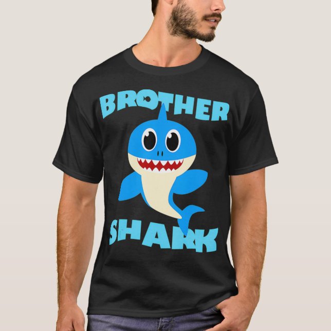 Camiseta Divertidos niños pequeños adultos Hermano Tiburón  (Anverso)