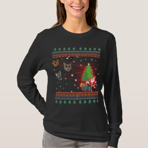 Camiseta Divertidos ojos láser gatos Navidades feos alumbra