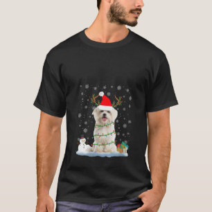 Camiseta Divertidos perros malteses Navidades suéteres feos