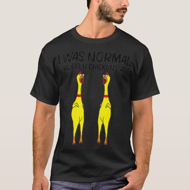 Camiseta Divertidos regalos de pollo de caucho (Anverso)