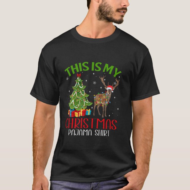 Camiseta Divertidos Santa Luces De Navidad Este Es Mi Navid (Anverso)