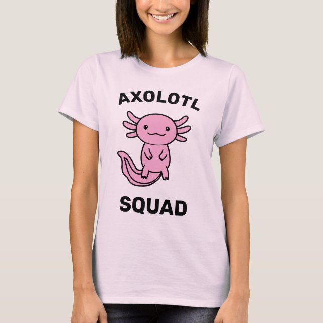 Camiseta Divi squad de ajolotes lindos personalizable rosa (Anverso)