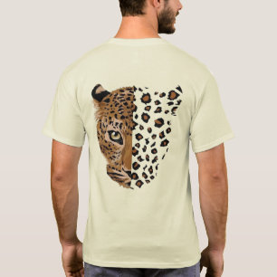 Camiseta dividida con cara y estampado de leopardo