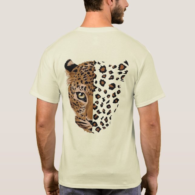 Camiseta dividida con cara y estampado de leopardo (Reverso)