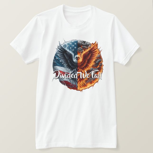 Camiseta Divididos Caemos Estados Unidos quemándose (Anverso del diseño)