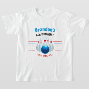 Camiseta Diviértete Bolos Azules y Rojos Cumpleaños 6