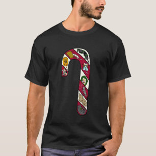 Camiseta Diviértete Caña De Caramelo Gato Collage Navidad