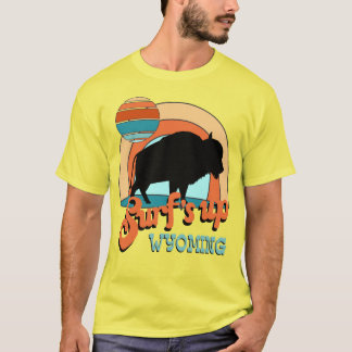 Camiseta Diviértete con búfalo retro de surf surfando Wyomi