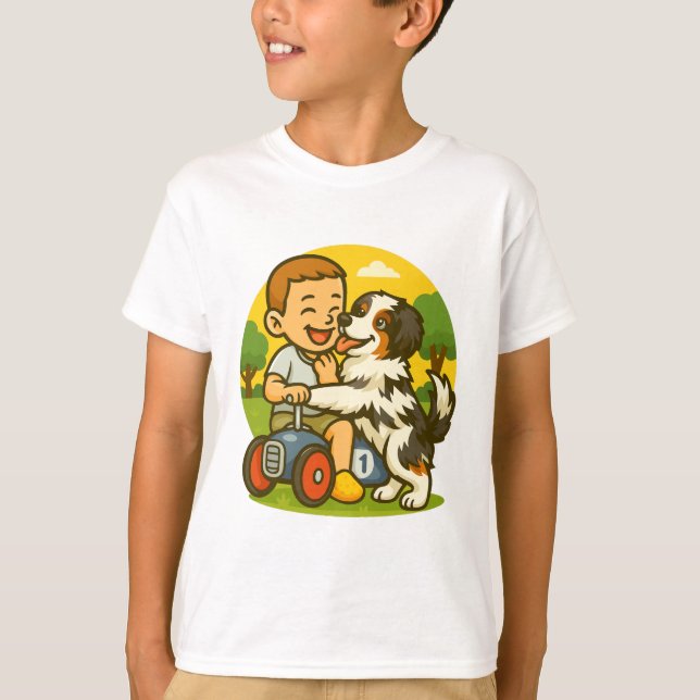 Camiseta Diviértete con Cachorro y Niño (Anverso)