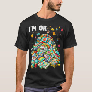 Camiseta Diviértete con la costura de edredones, estoy bien