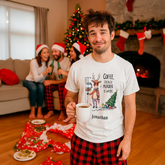 Camiseta Diviértete con Reno de Café Navideño – Nombre Pers