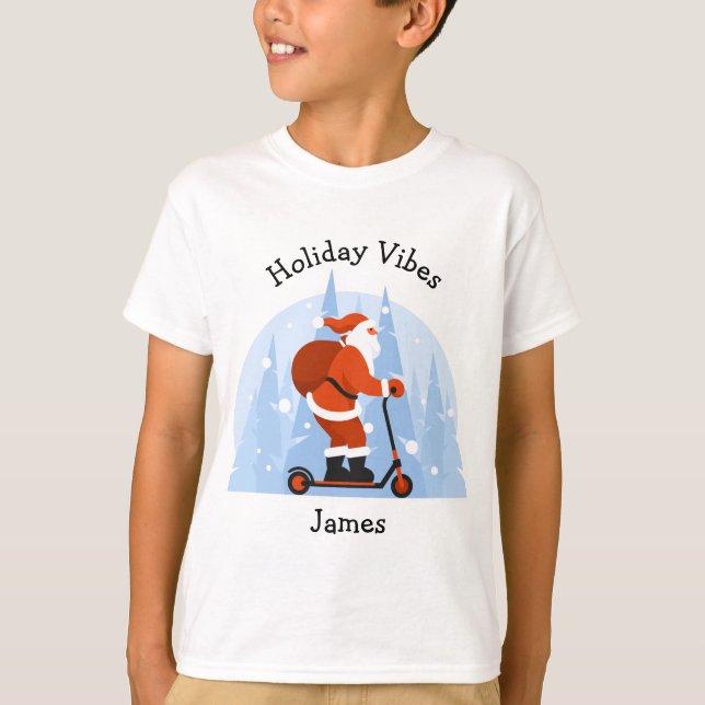 Camiseta Diviértete con Santa moderno divertido de Navidad  (Anverso)