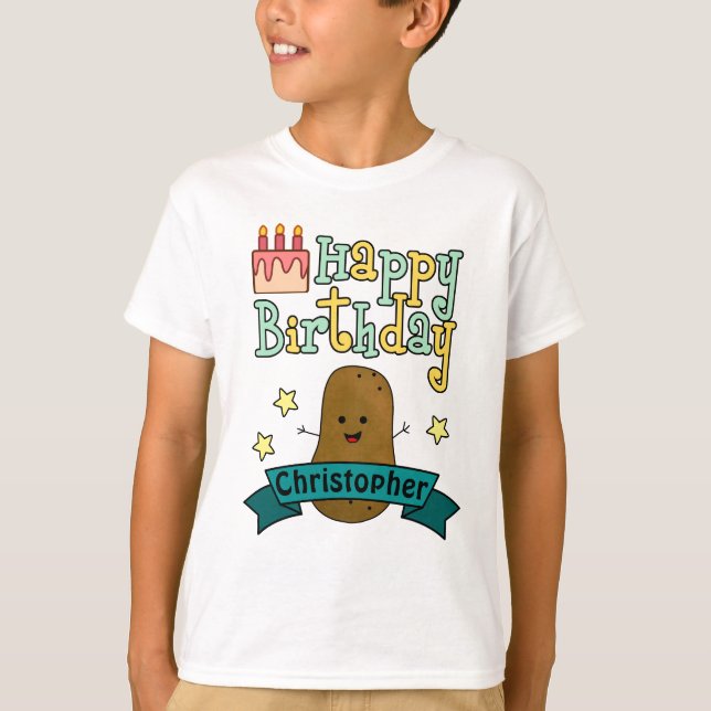 Camiseta Diviértete Cumpleaños Feliz Patata Personalizada (Anverso)