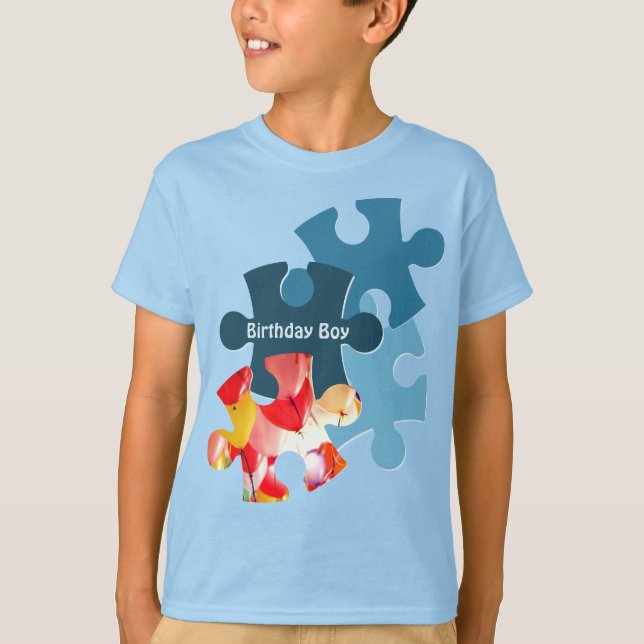 Camiseta Diviértete Cumpleaños Niño Piezas Rompecabezas  (Anverso)