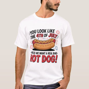 Camiseta Diviértete el 4 de Julio Perro Caliente Patriótico