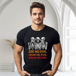 Camiseta Diviértete en Halloween con Ver Hablar Escuchar Si