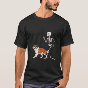 Camiseta Diviértete en Halloween San Bernardo y esqueleto