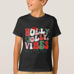 Camiseta Diviértete Holly Xmas Alegre Ambiente Luces de Nav