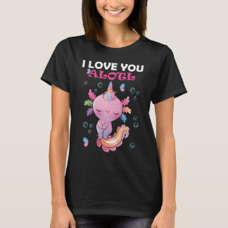Camiseta Diviértete kawaii ajolote rosa San Valentín