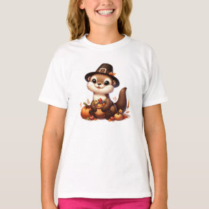 Camiseta Diviértete lindo agradecido Nutria Día de Acción d