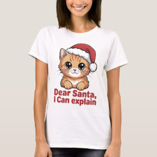 Camiseta Diviértete Navidad Gato Querido Santa Puedo Explic