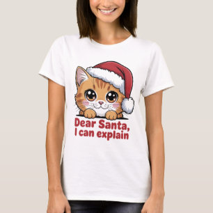 Camiseta Diviértete Navidad Gato Querido Santa Puedo Explic