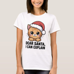 Camiseta Diviértete Navidad Gato Querido Santa Puedo Explic