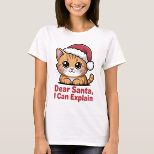 Camiseta Diviértete Navidad Gato Querido Santa Puedo Explic