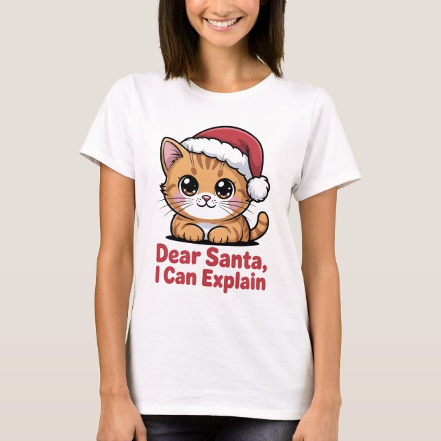 Camiseta Diviértete Navidad Gato Querido Santa Puedo Explic (Anverso)