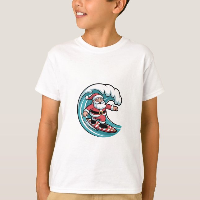 Camiseta Diviértete Navidad Santa Tabla de Surfear Surf (Anverso)