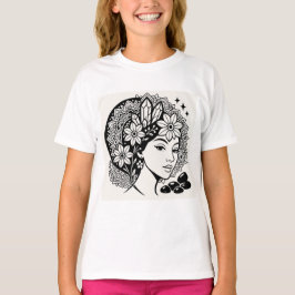 Camiseta Divina Mandala Art Floral Crystal Goddess