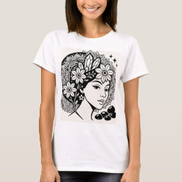 Camiseta Divina Mandala Art Floral Crystal Goddess