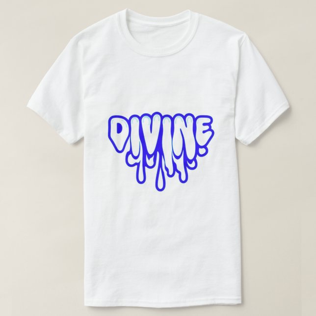 Camiseta DIVINE Drip Graffiti Text Art – Neon Blue Streetwe (Diseño del anverso)