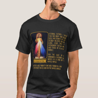 Camiseta Divine Mercy Jesus Image Chaplet Novena Prayer Cat