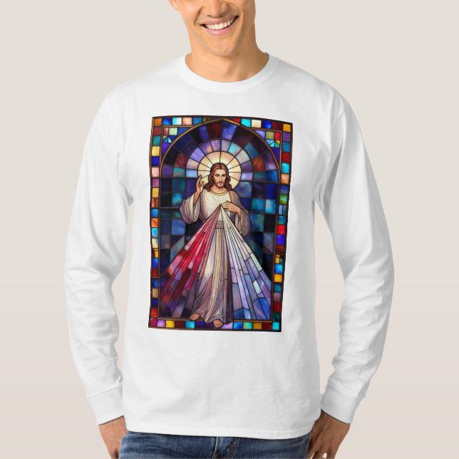 Camiseta Divine Mercy Jesus Men's Long Sleeve Tee Shirt (Anverso)