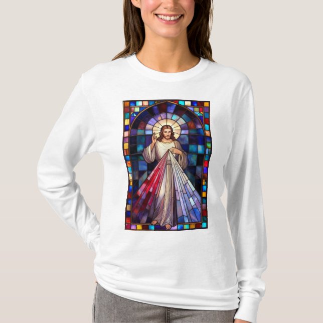 Camiseta Divine Mercy Jesus Women's Long Sleeve Tee Shirt (Anverso)