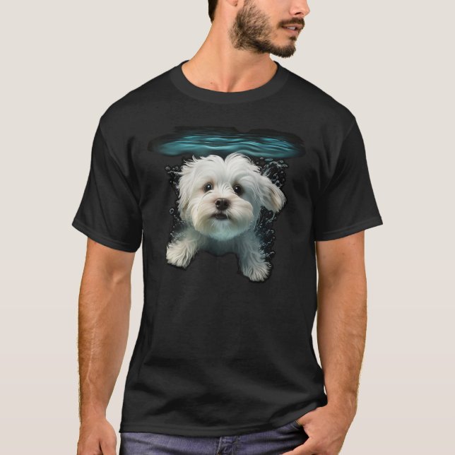 Camiseta Diving and Swimming Water Maltese dog (Anverso)