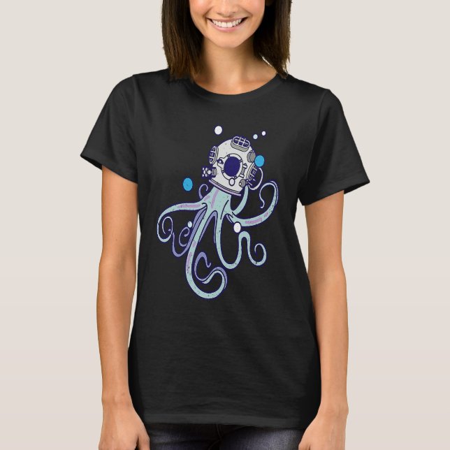 Camiseta Diving Octopus I Diving Helmet I Cute Octopus (Anverso)