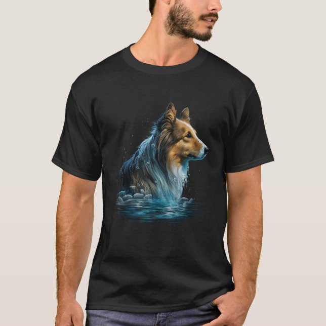 Camiseta Diving Sheltie and Swimming Water Shetland Sheepdo (Anverso)