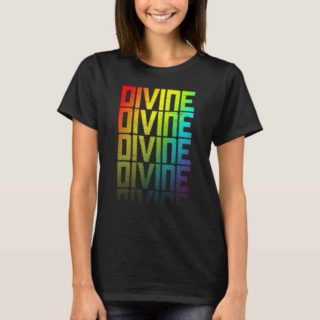 Camiseta Divino Lgbtq+ Orgullo Gay Arcoiris Texto Gráfico d (Anverso)
