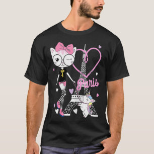 Camiseta divirtámonos en París Tee Cute Kitty Unicorn