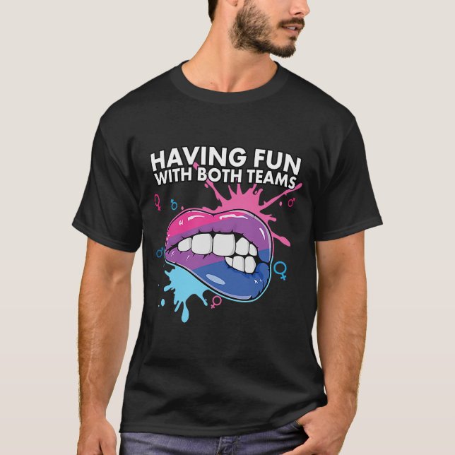 Camiseta Divirtiéndose Con Ambos Equipos Bisexual Orgullo B (Anverso)