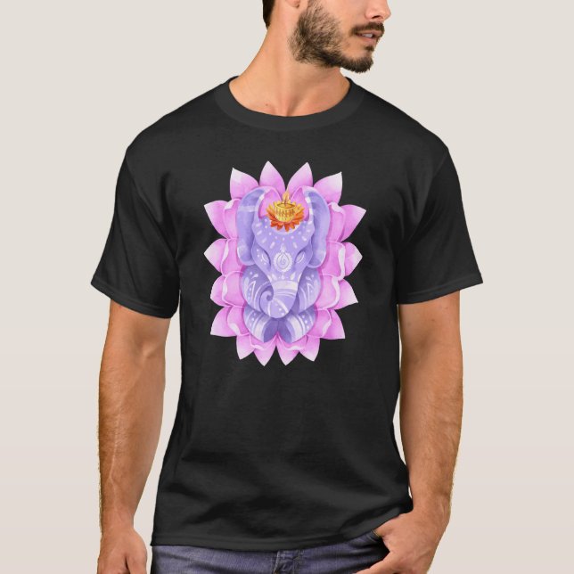 Camiseta Diwali Ganesha Elephant Lotus Meditation Mandala D (Anverso)
